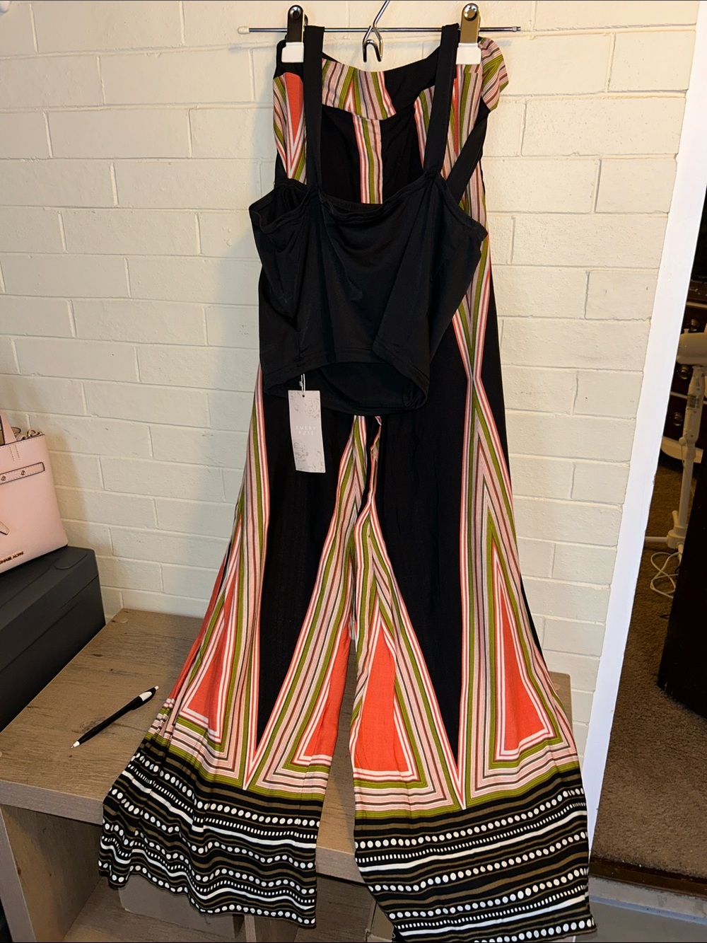 NWT Striped Wide-Leg pants with Black Bodice side zipper.